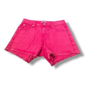 7 For All Mankind Pink Denim Short Shorts Raw Hem Festival Summer Women’s 26